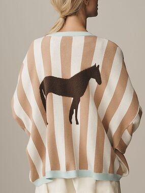 NWOT Anthropologie Bel Kazan Striped Horse Open Front Cardigan